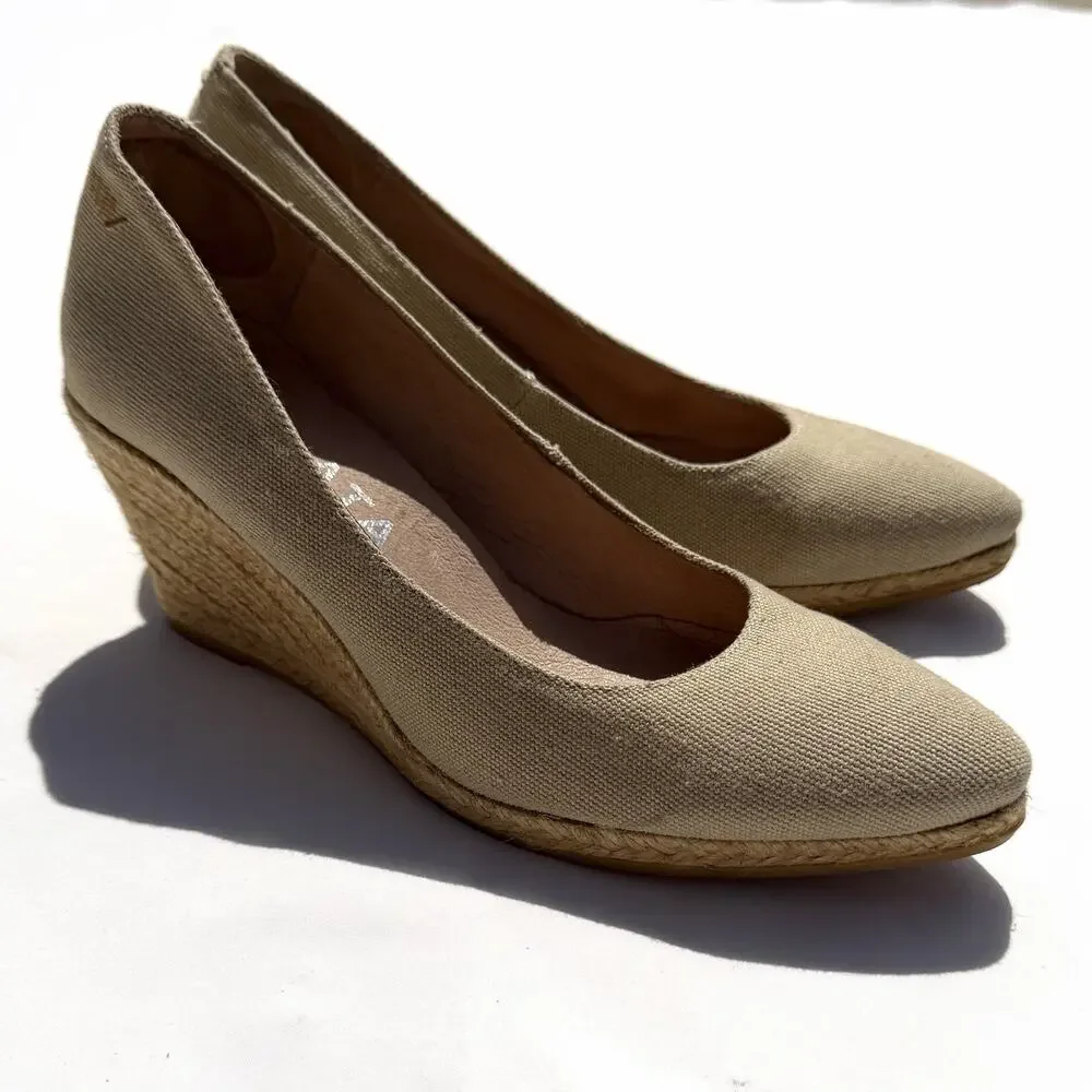 Viscata Barcelona Rises Wedge Shoe Womens 37 Beige Espadrille Heels